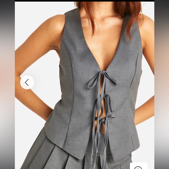 Missguided Black Tie Front Vest-Size XL - Picture 6 of 6